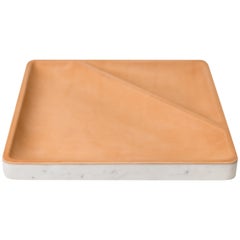 Draft Tray, Slant, Marble and Leather Table Top Valet Tray