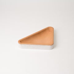 Draft Tray, Small: Equal Triangle, Marble and Leather Table Top Valet Tray