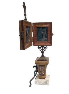 Vanity Mirror with Two Portrait Paintings and  Found Objects