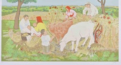 Escena de la cosecha - Serigrafía de Dragan Gazi - 1976