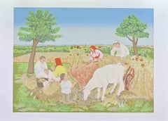 Harvest Scene - Screenprint by Dragan Gazi - 1976