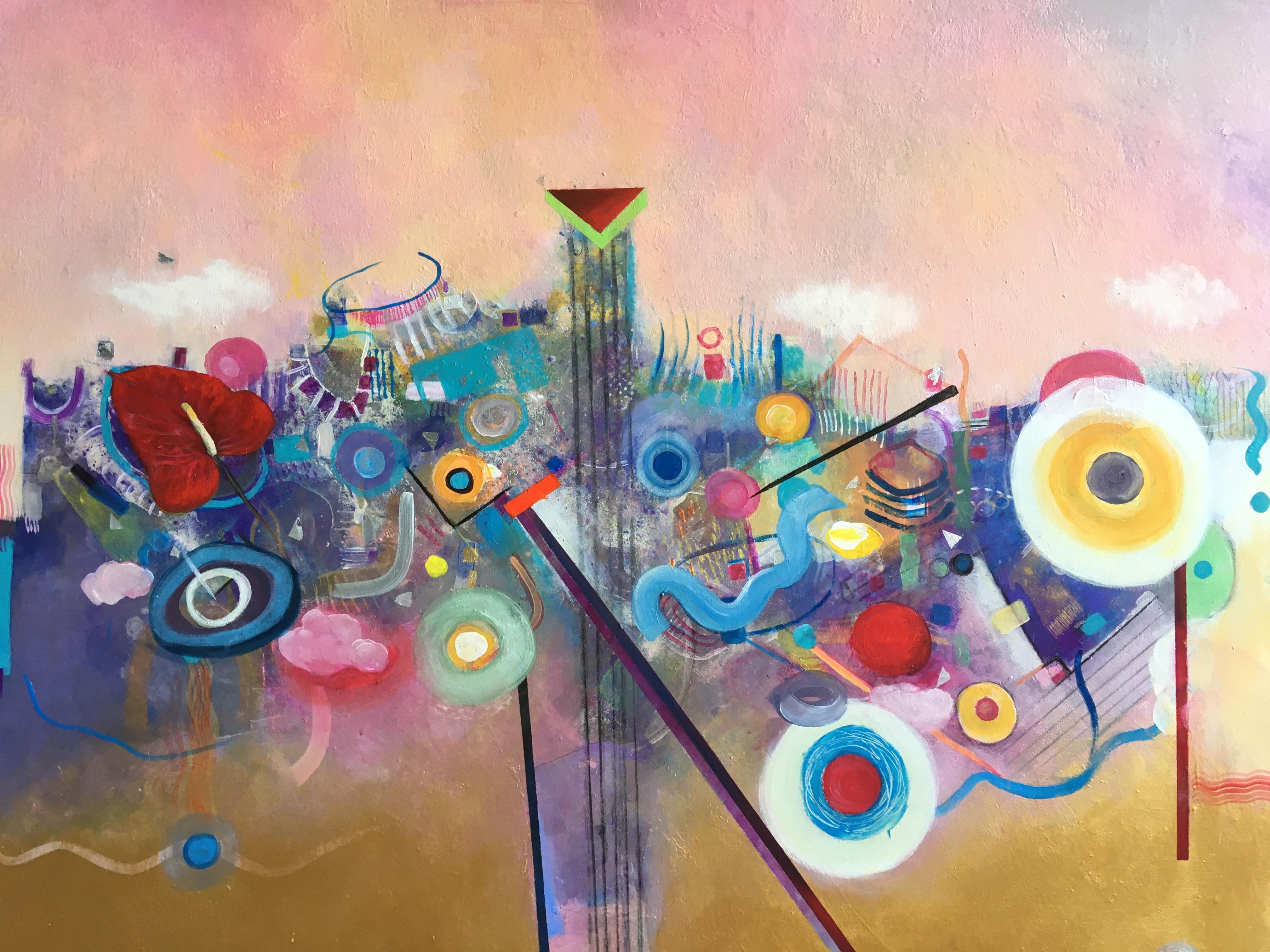 'Colorful Abstract Beautiful Day, ' by Dragana Milovic, Acrylic Painting For Sale 1