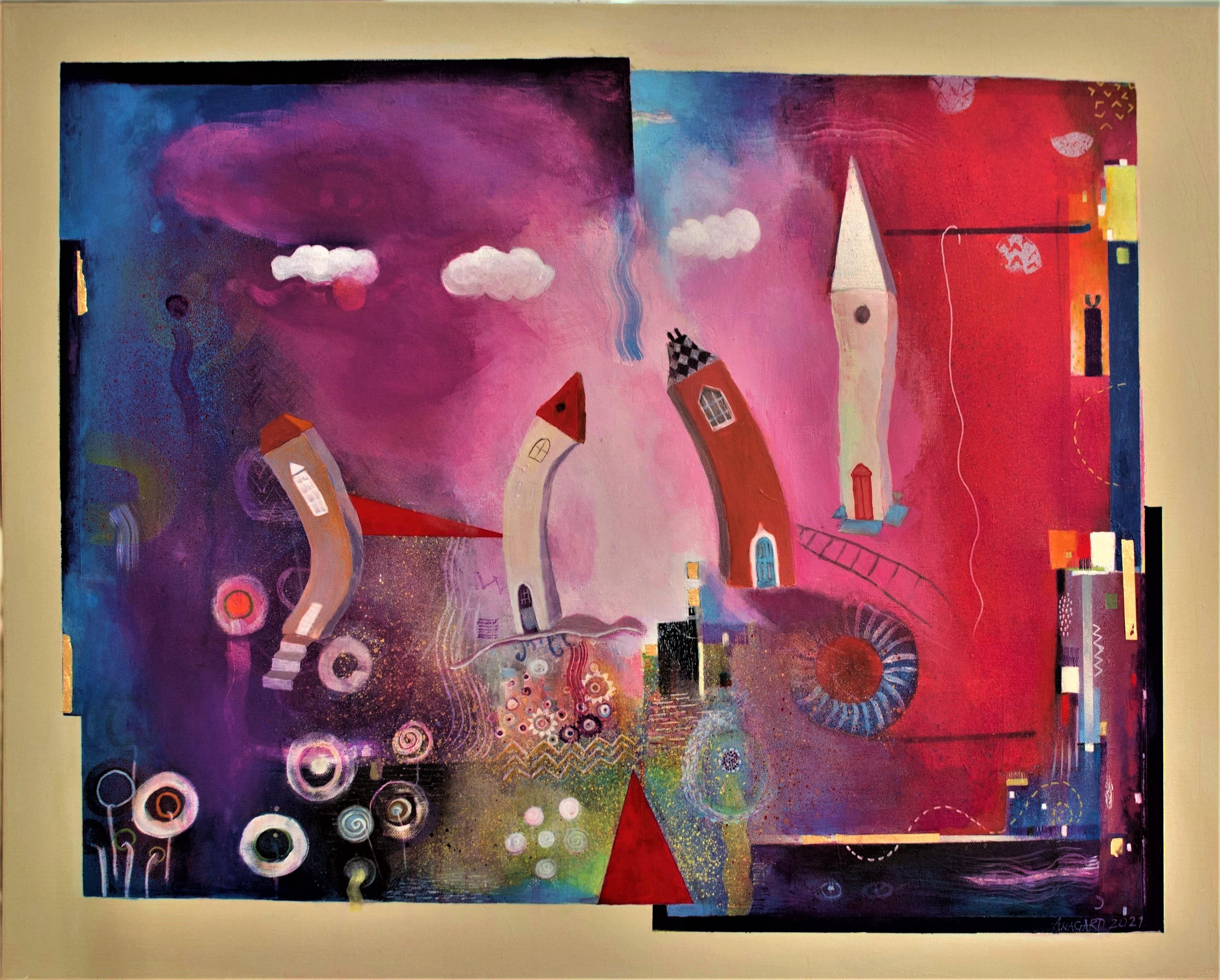 'Case ubriache', di Dragana Milovic, Pittura acrilica su tela