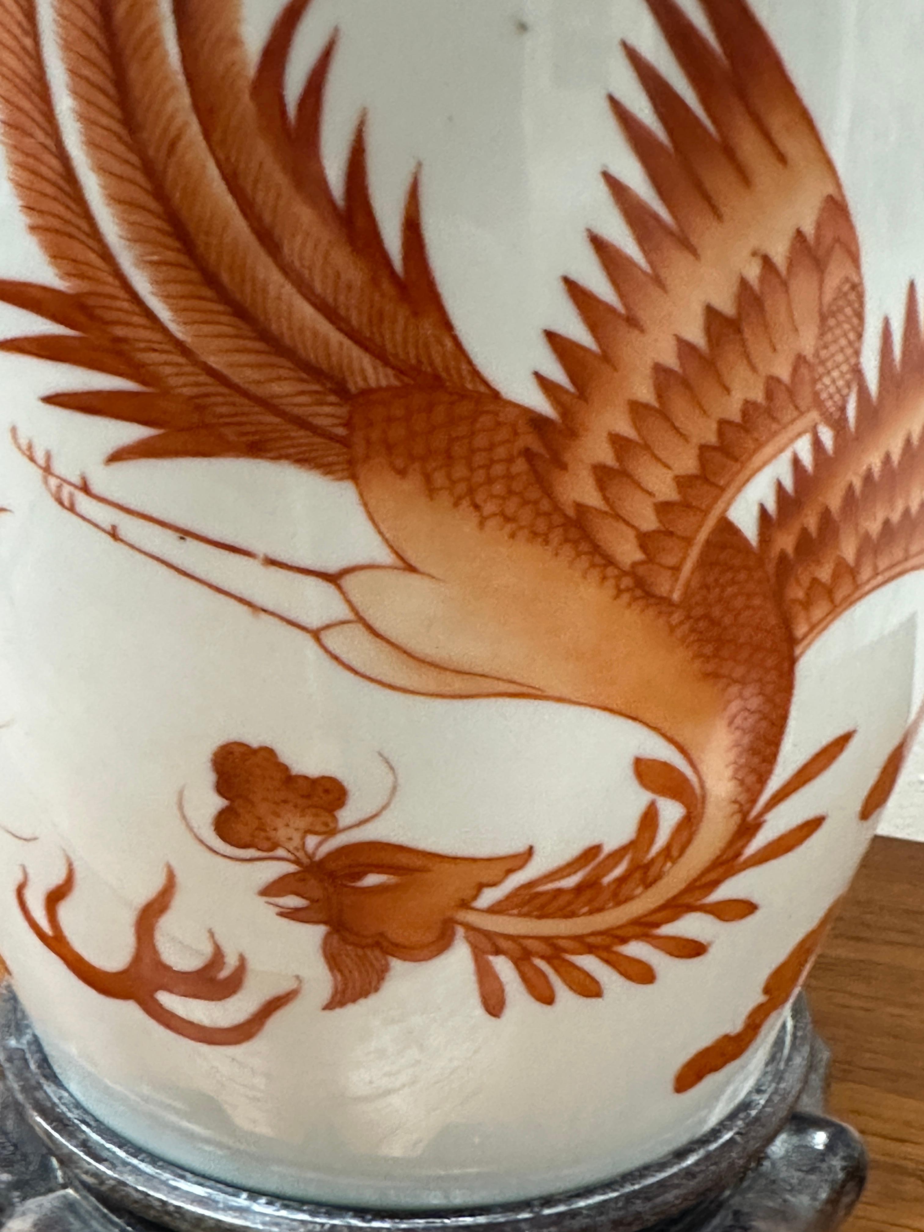 Dragon and Phoenix Motif Chinese Porcelain Lamps In Good Condition For Sale In Palm Springs, CA