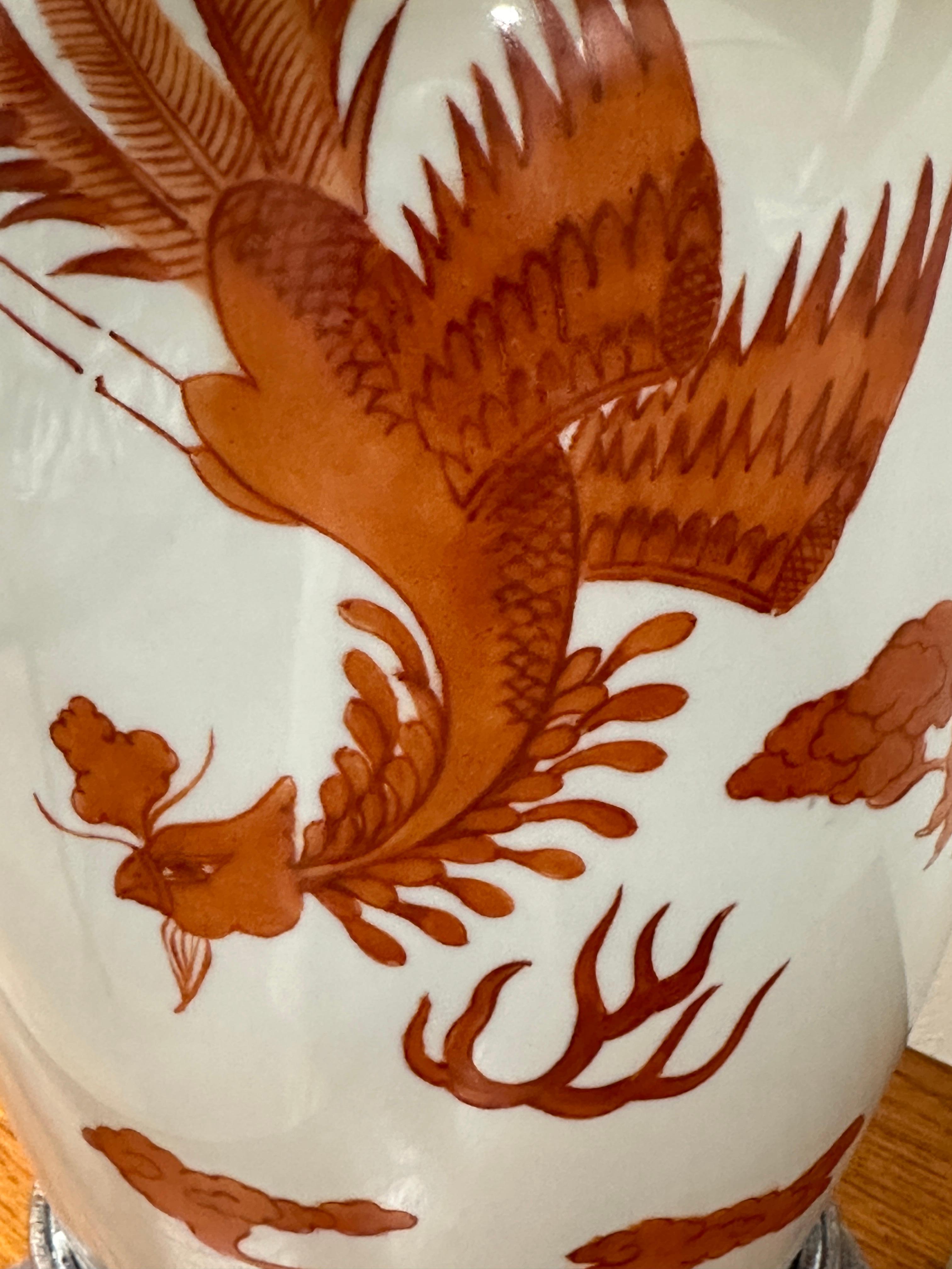 Lampes en porcelaine de Chine à motif de dragon et de Phoenix 2