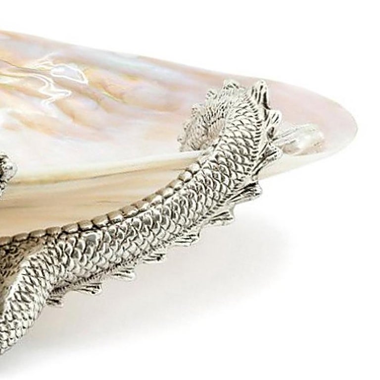 Contemporary Dragon and Shell Cup in Silvered Finish For Sale