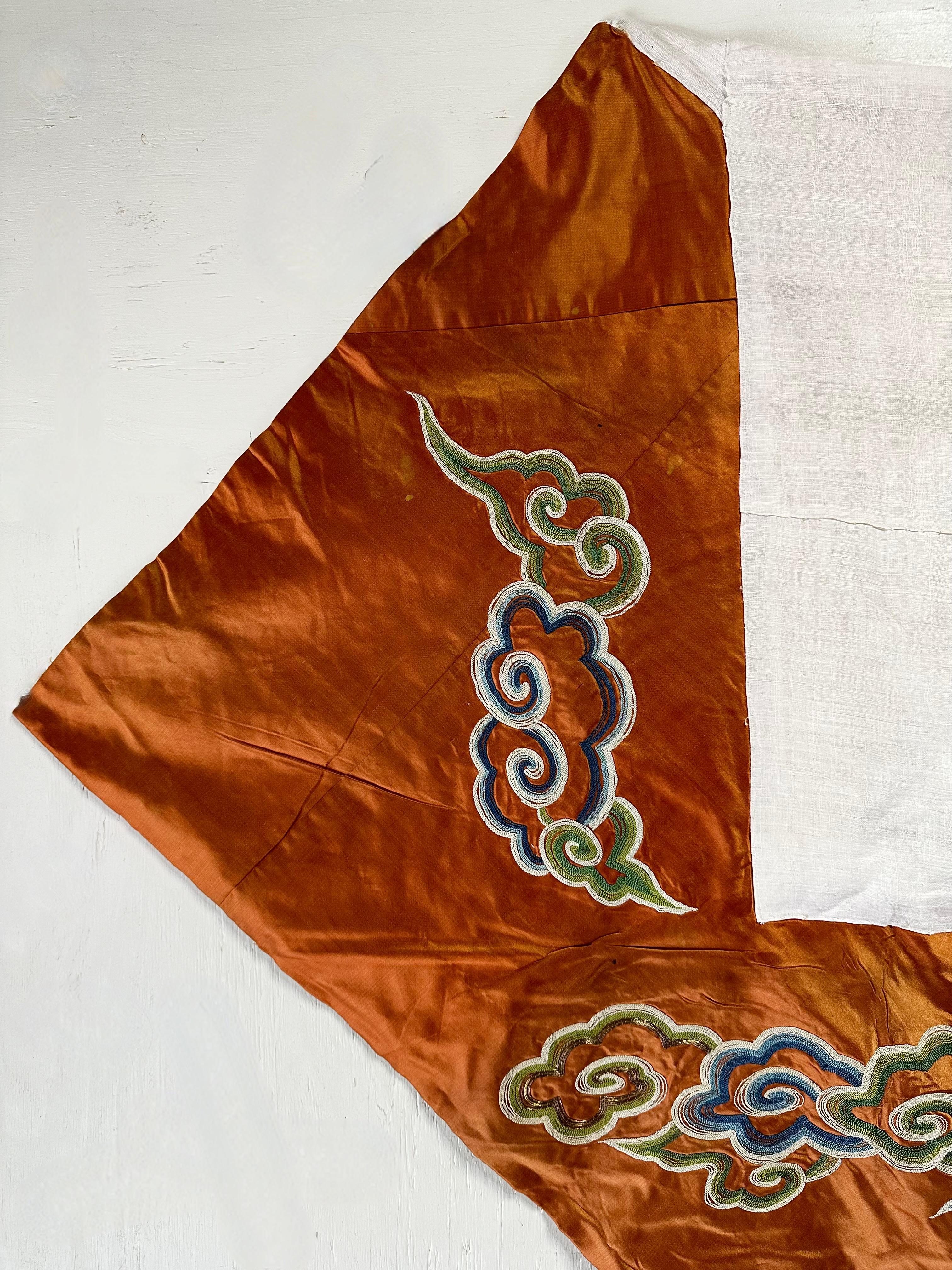 19th Century Dragon Ascendancy: Antique Buddhist Altar Cloth For Sale