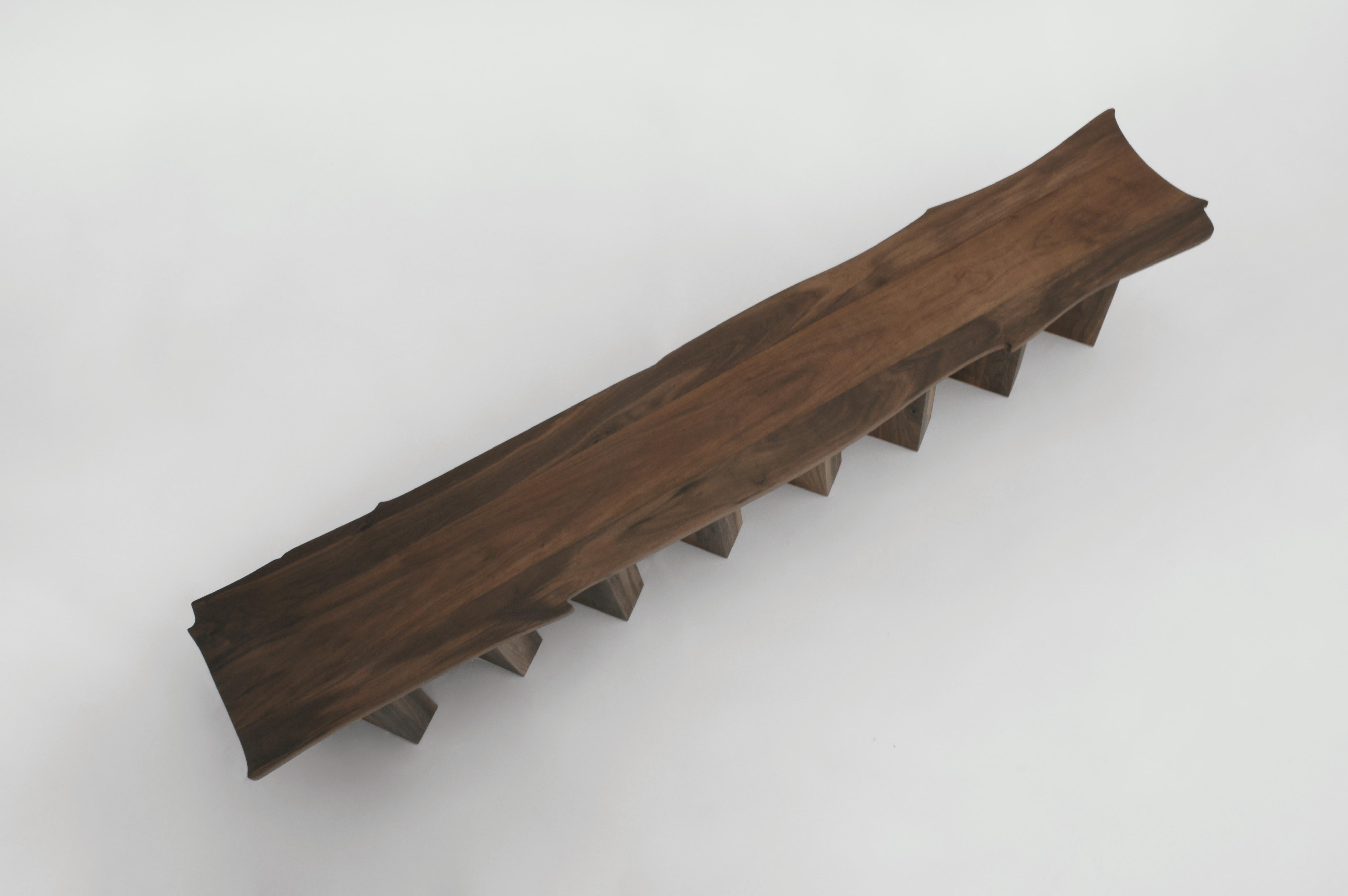 Modern Dragon Bench Contemporary Bench in Black Walnut For Sale