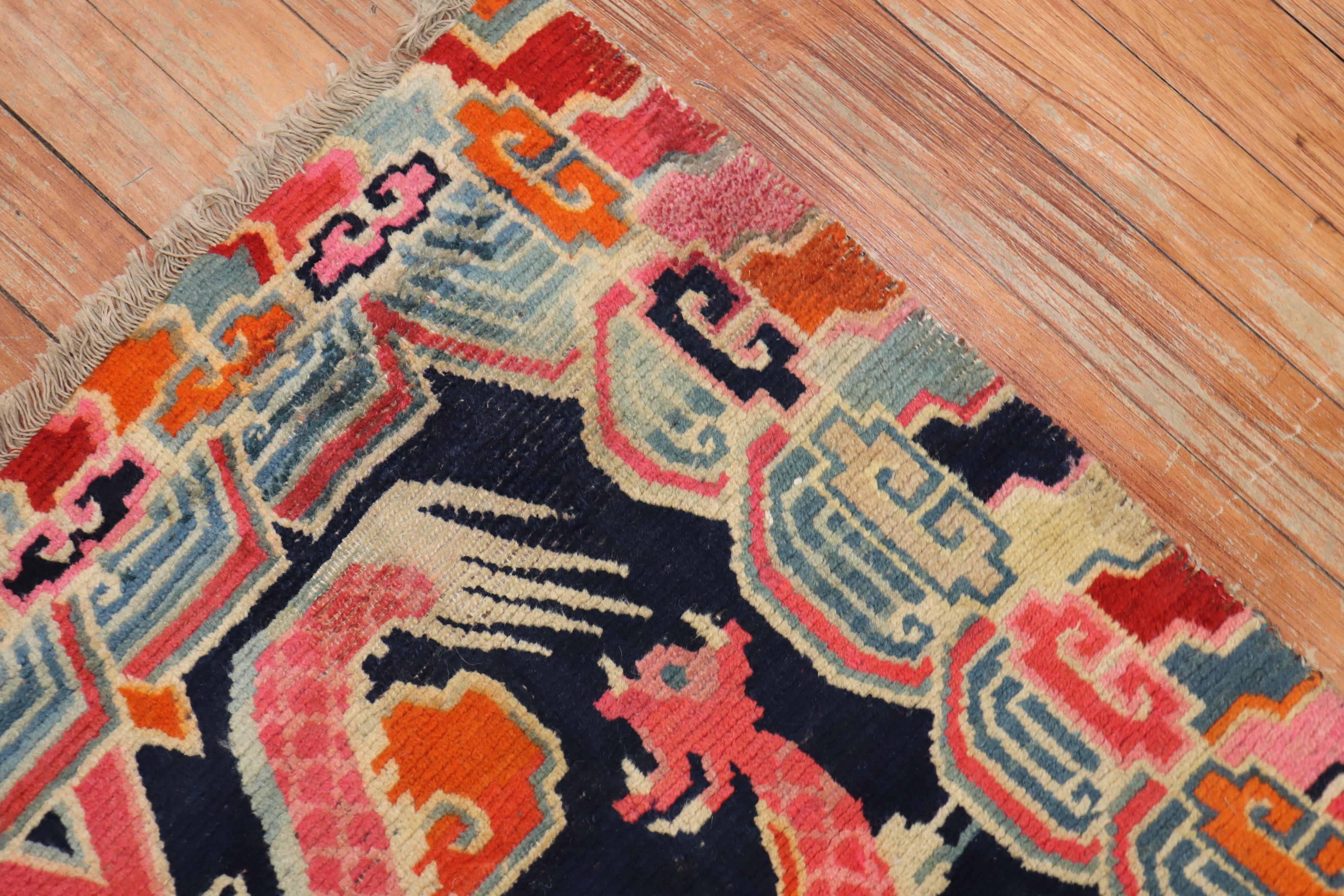 Dragon Blue Tibetan Rug, Mid-20th Century In Good Condition In New York, NY