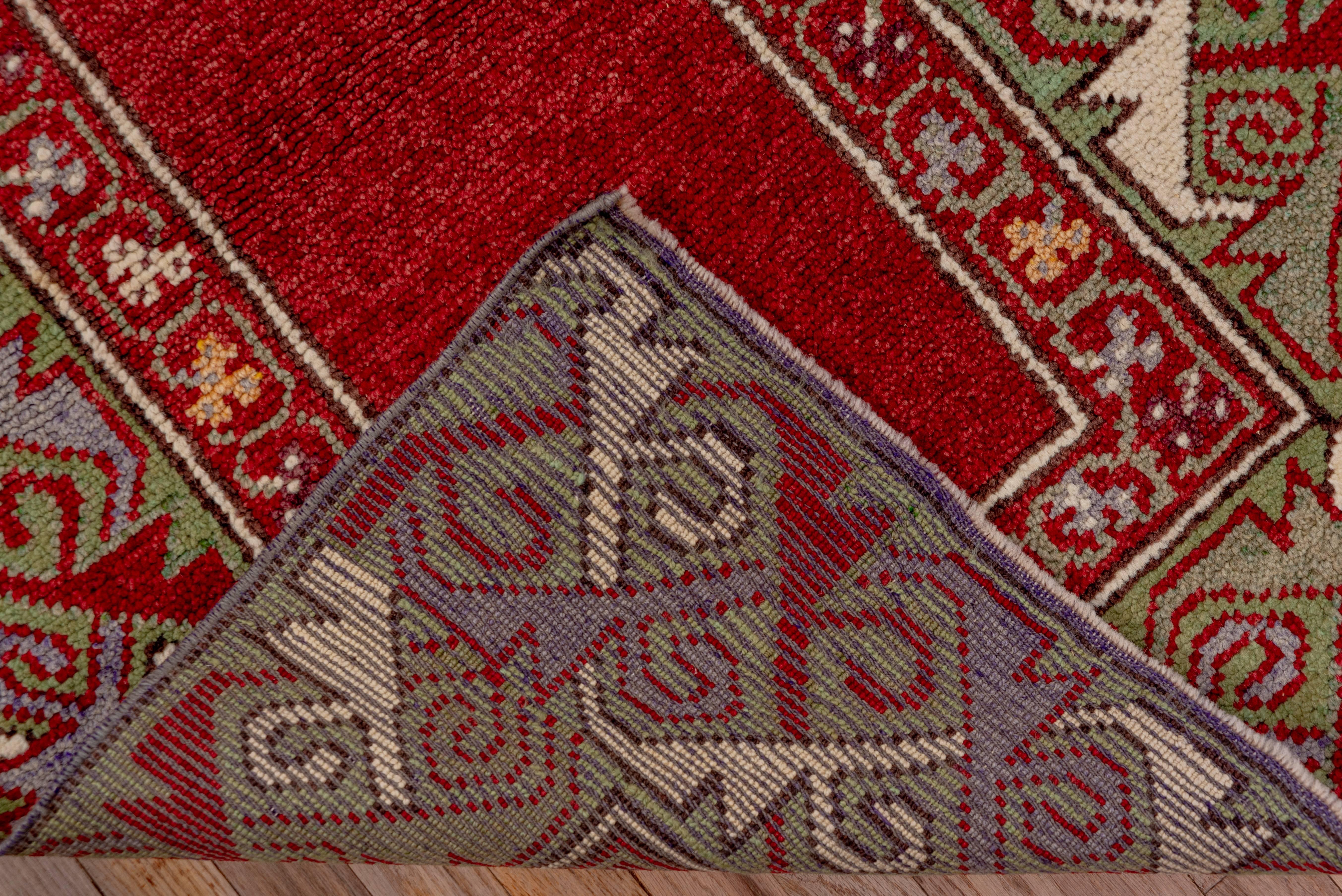 Hand-Knotted Dragon Bordered Oushak Runner, circa 1940s