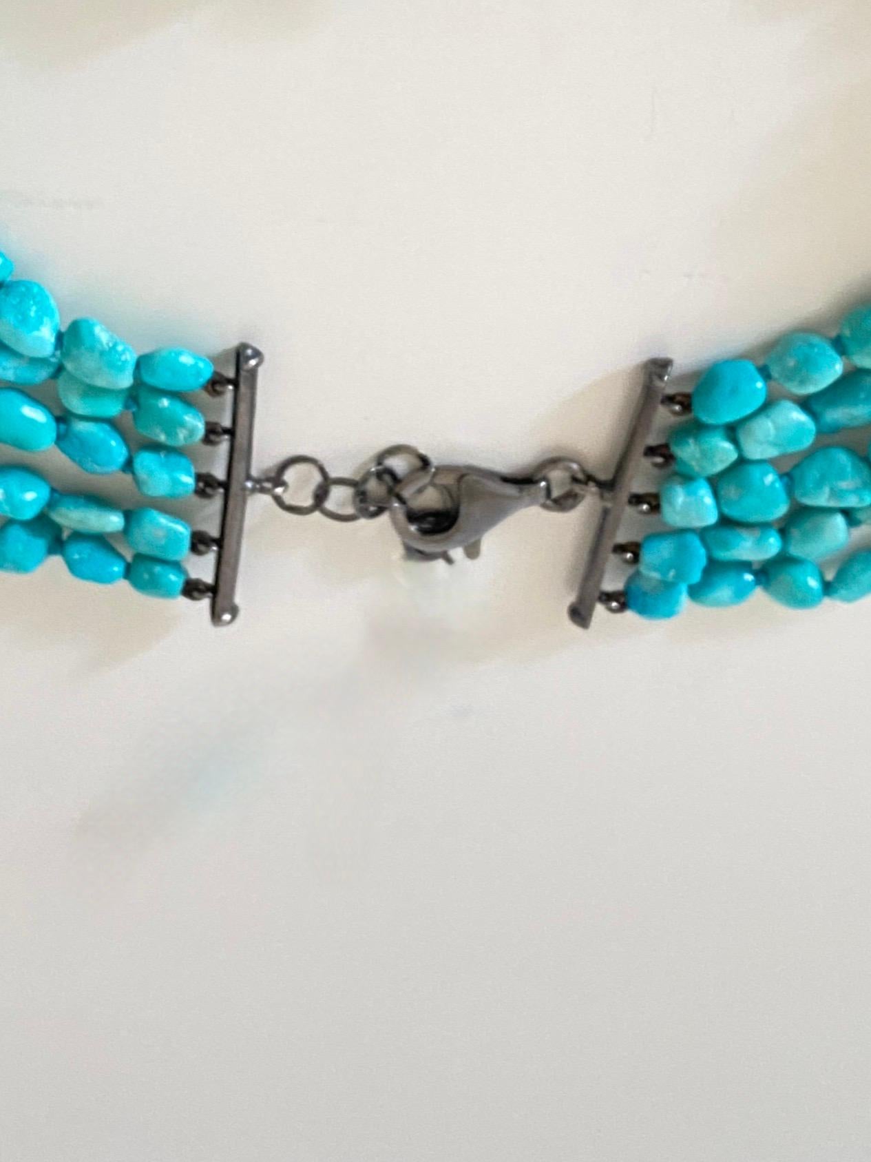 Bracelet dragon en argent sterling, diamants gris et turquoise, design Rossella Ugolini  en vente 2