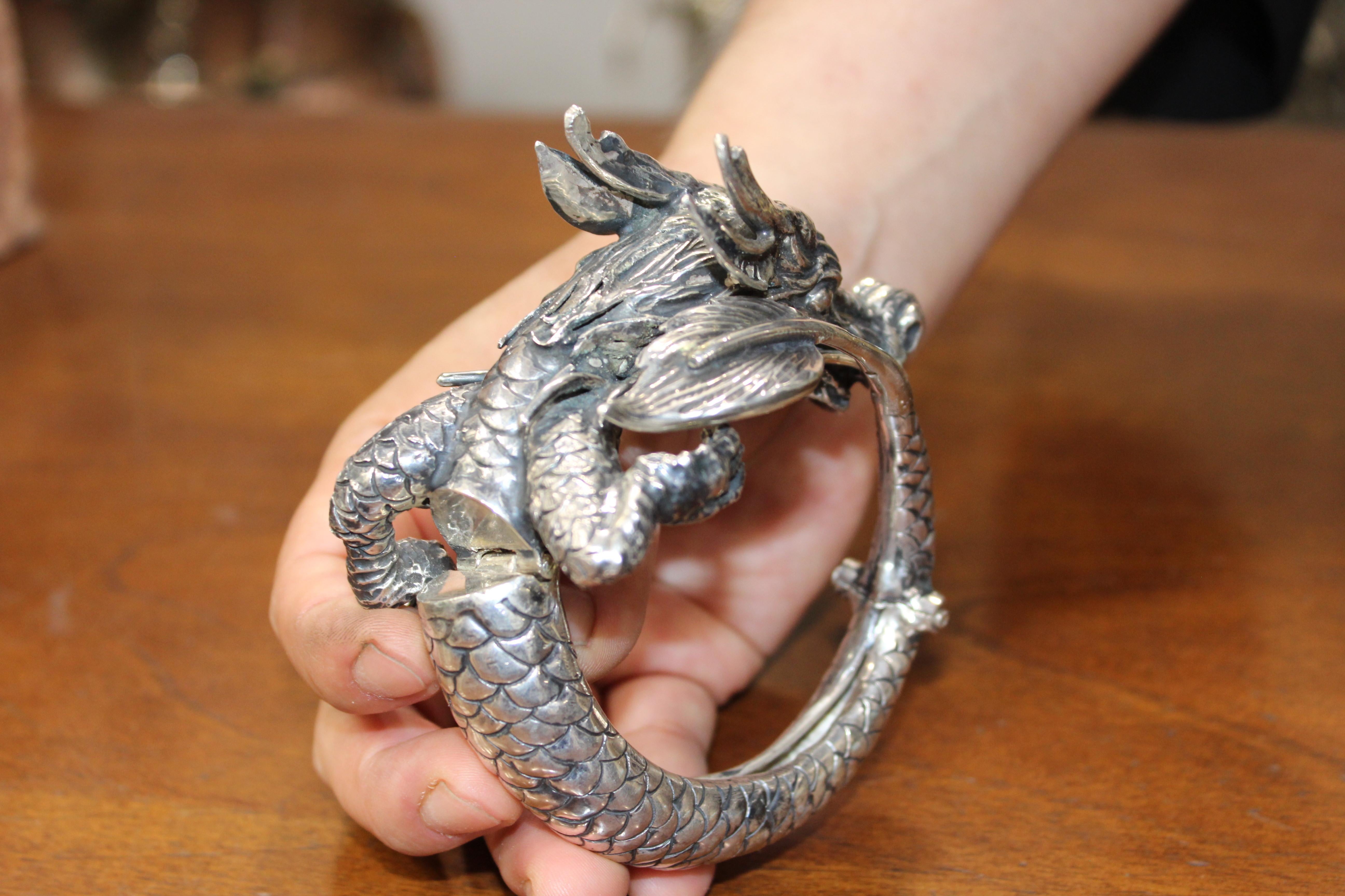 Bracelet dragon, argent sterling, fait à la main, Italie Unisexe en vente