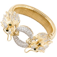 Dragon Bracelet with Diamonds and 18 Karat Yellow Gold