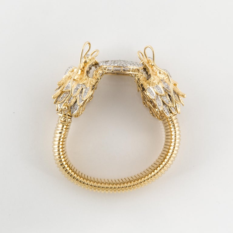 Dragon Bracelet with Diamonds and 18 Karat Yellow Gold at 1stDibs