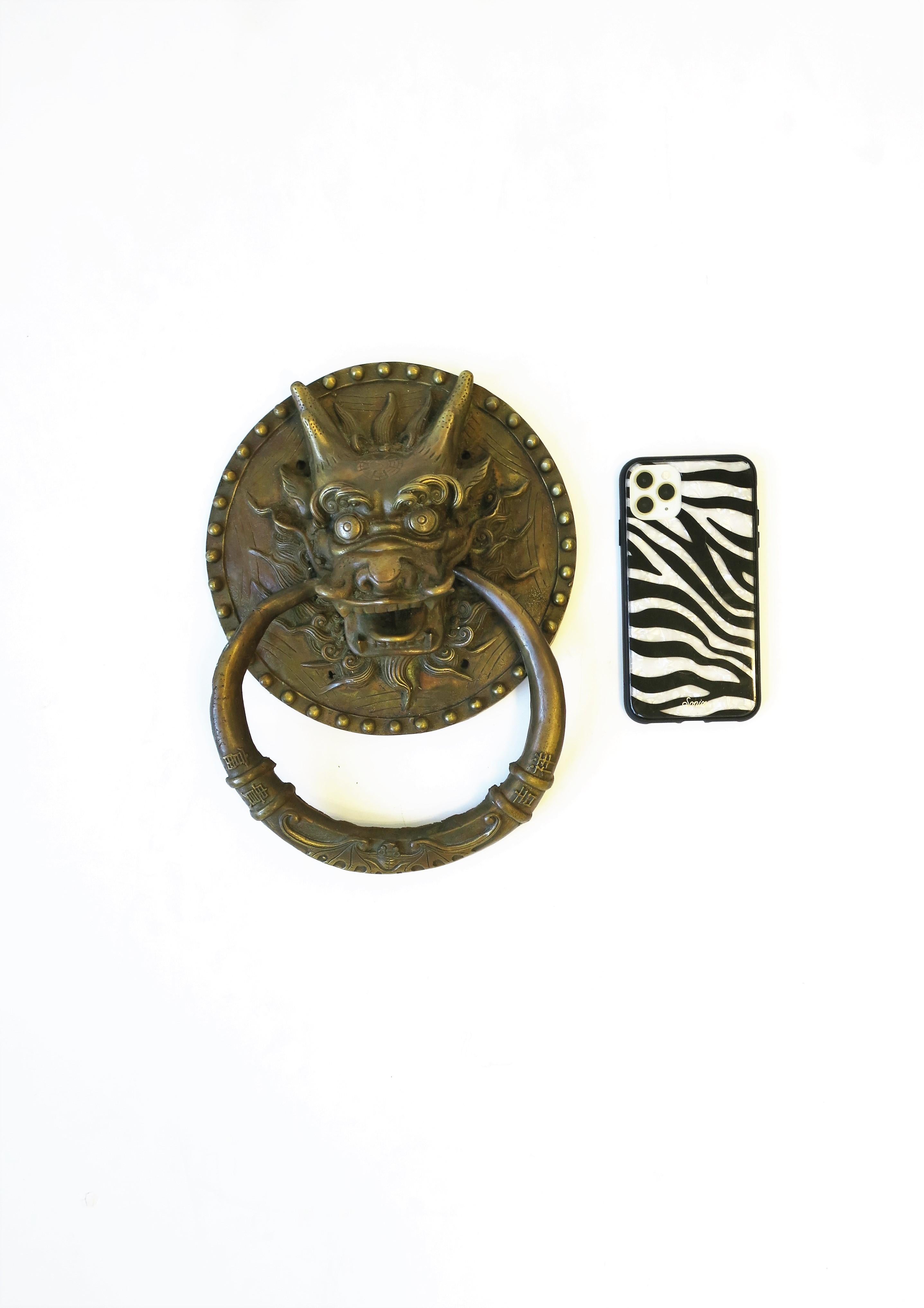Dragon Brass Door Knocker, Large In Good Condition For Sale In New York, NY