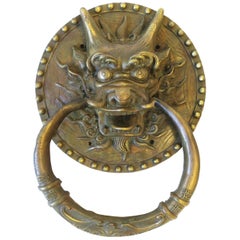 Aldaba de latón para puerta de dragón