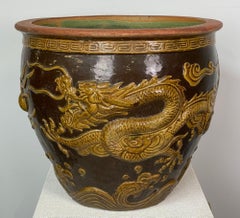 Cache-pot Dragon Jardinière Jardiniere Fish Bowl in Tony Duquette Style