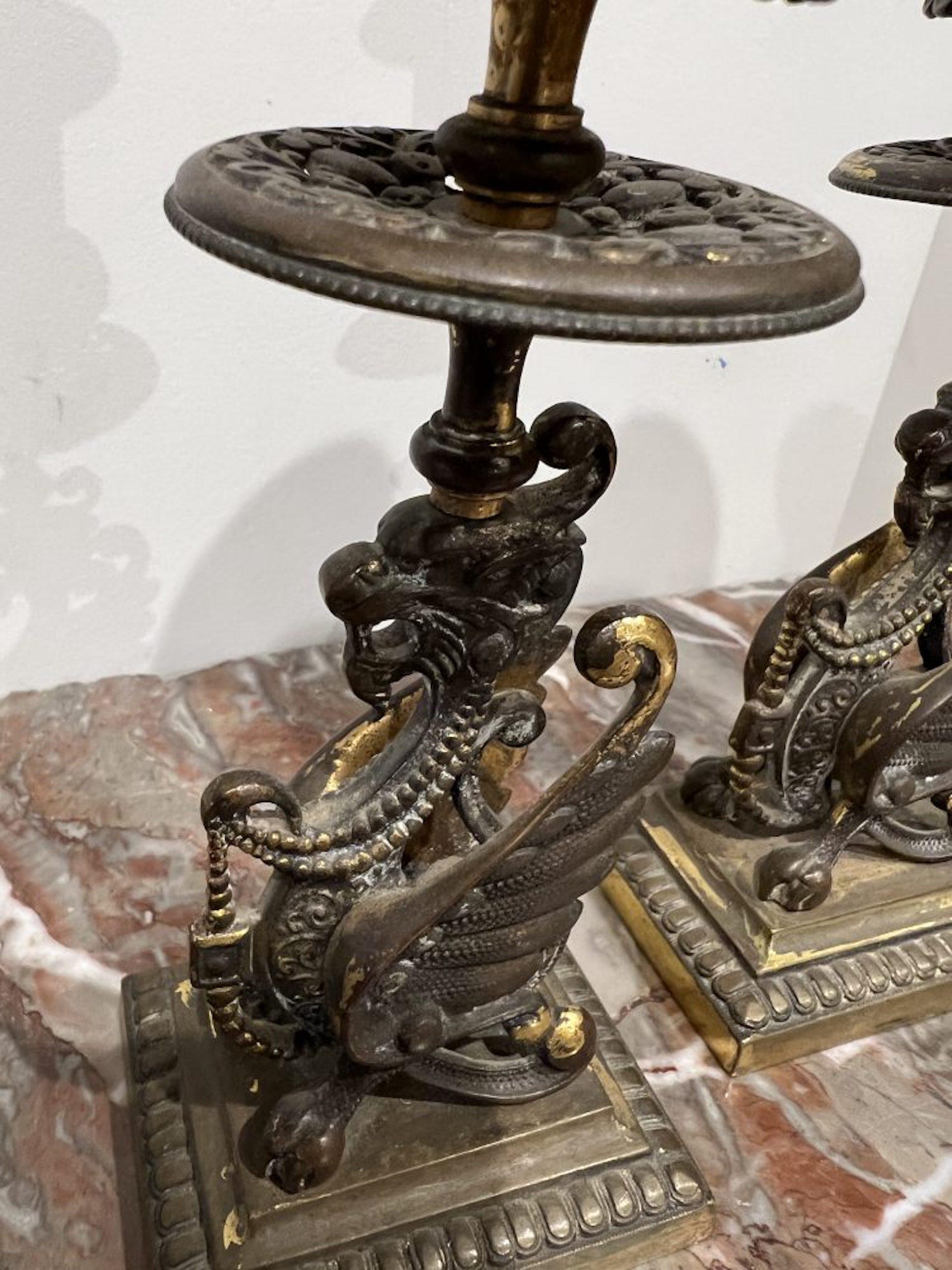 Dragon Candlesticks In Fair Condition In New Orleans, LA