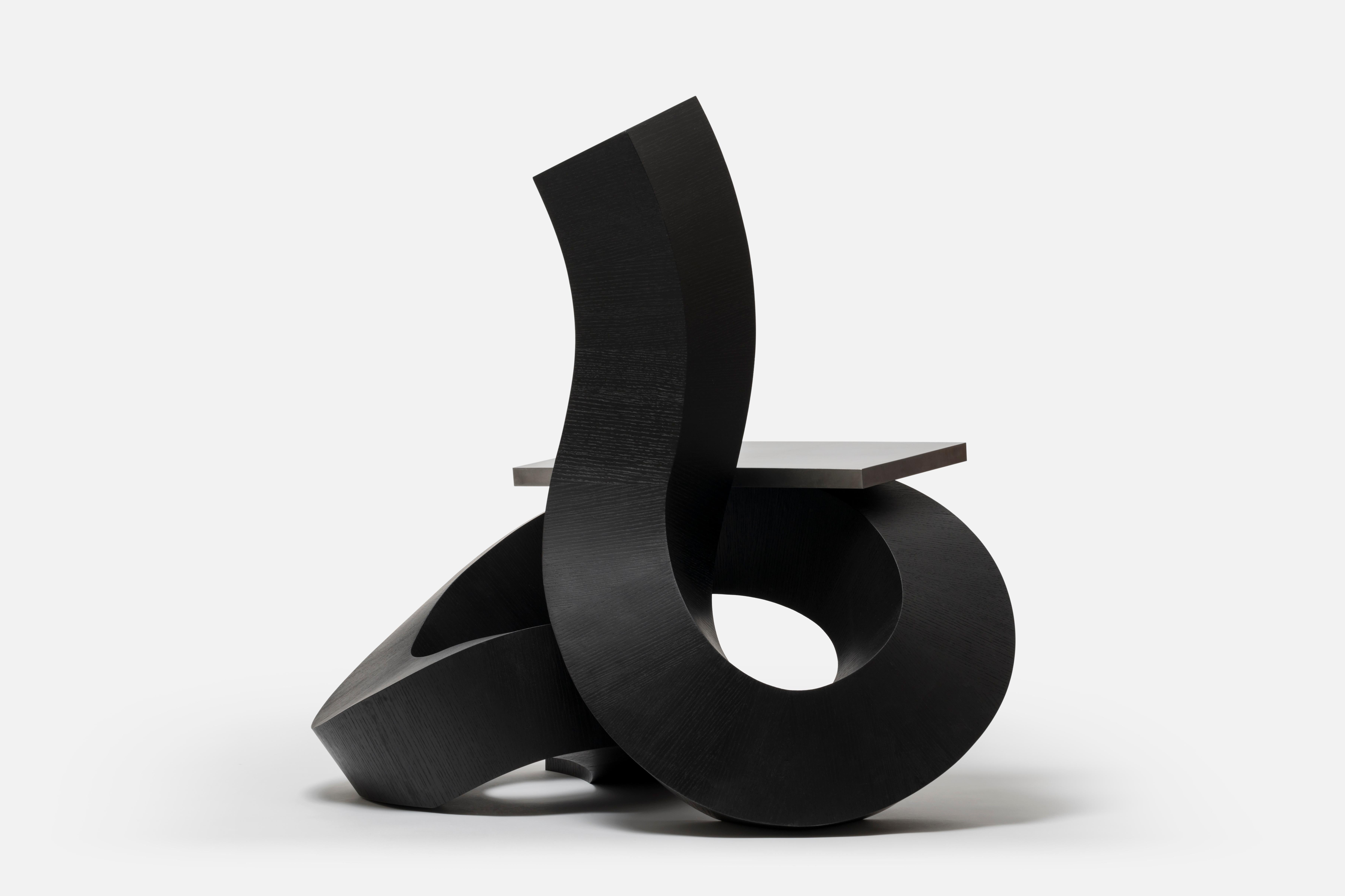 South Korean Dragon Chair Black Dyed Plywood and Aluminum by Chulan Kwak For Sale