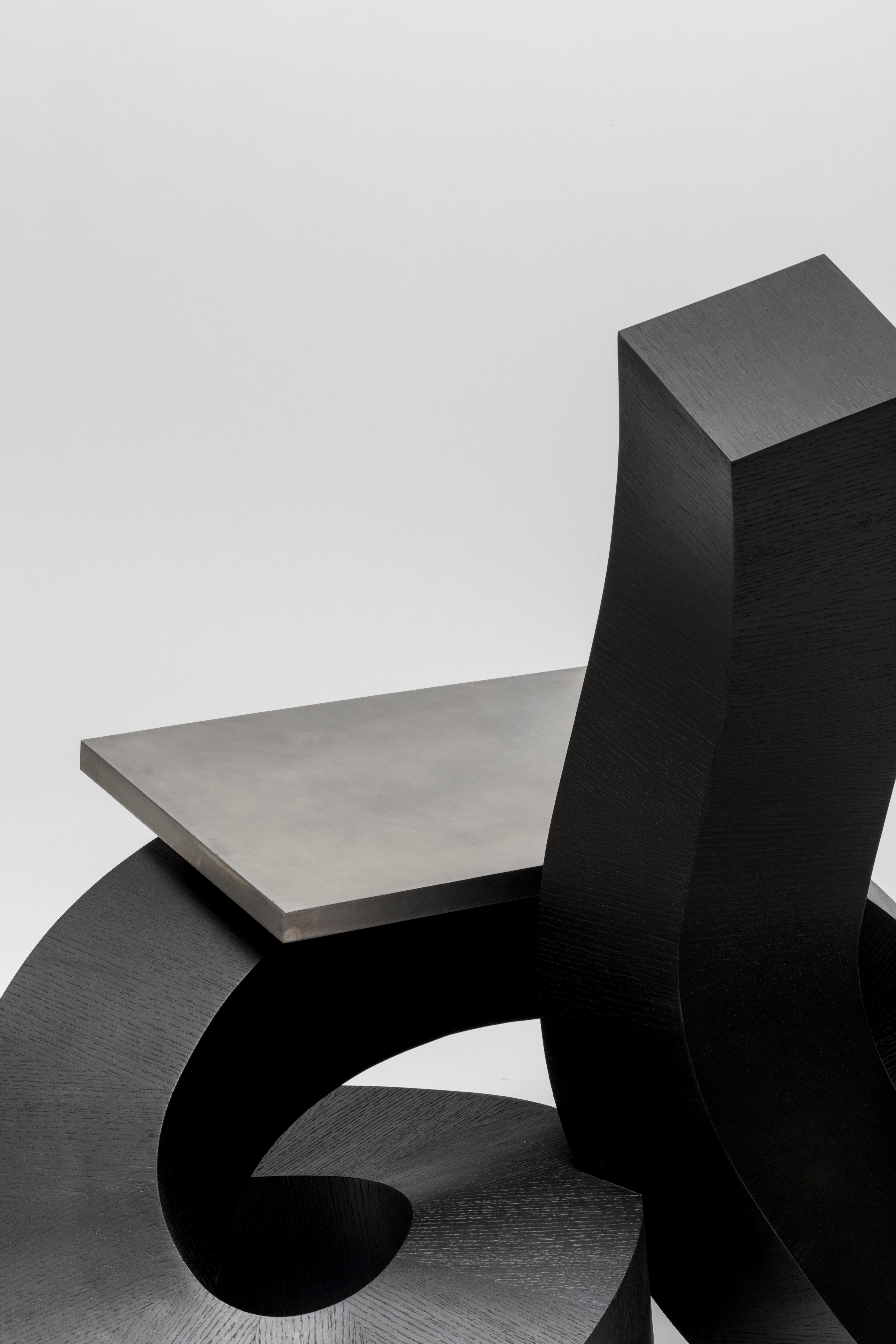 Contemporary Dragon Chair Black Dyed Plywood and Aluminum by Chulan Kwak For Sale