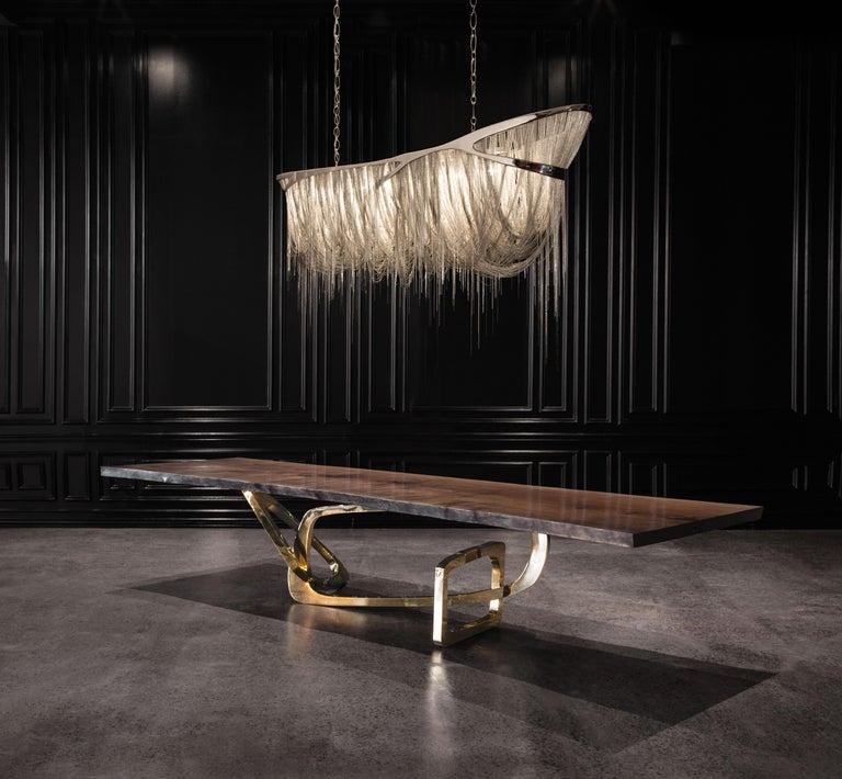 Dragon Chandelier Elegant, Draped Chandelier in Bronze or Stainless Steel For Sale at 1stDibs