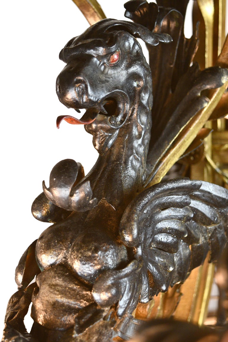 Gothic Dragon Chandelier with Teardrop Shades For Sale at 1stdibs