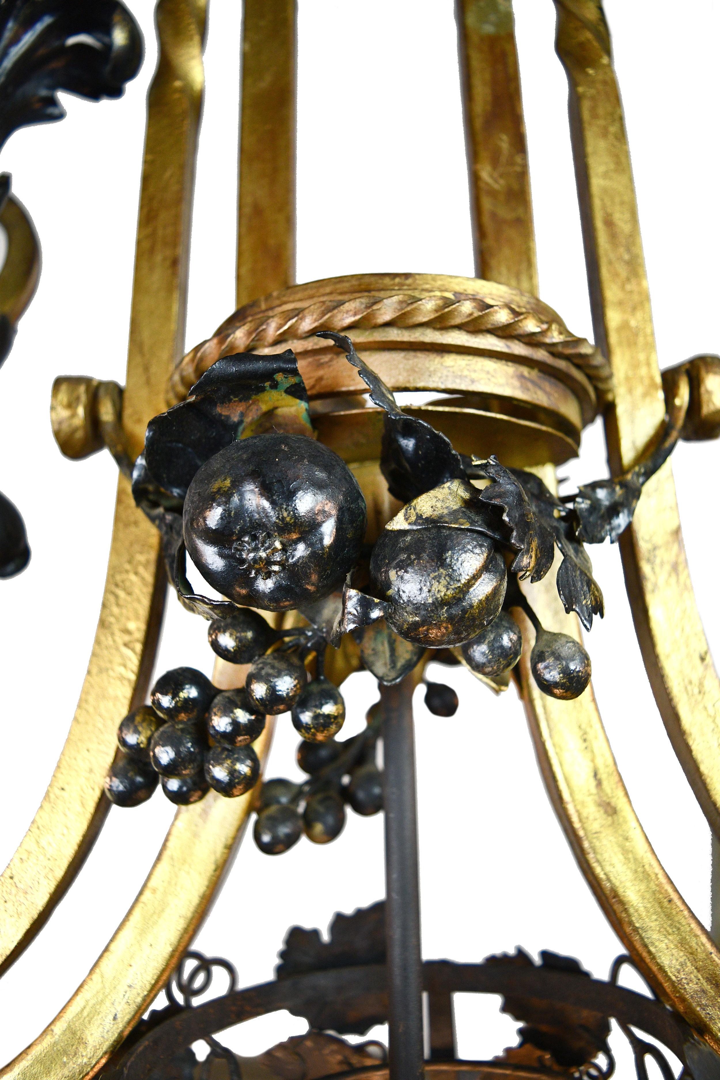 Hand-Crafted Gothic Dragon Chandelier with Teardrop Shades