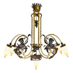 Gothic Dragon Chandelier with Teardrop Shades