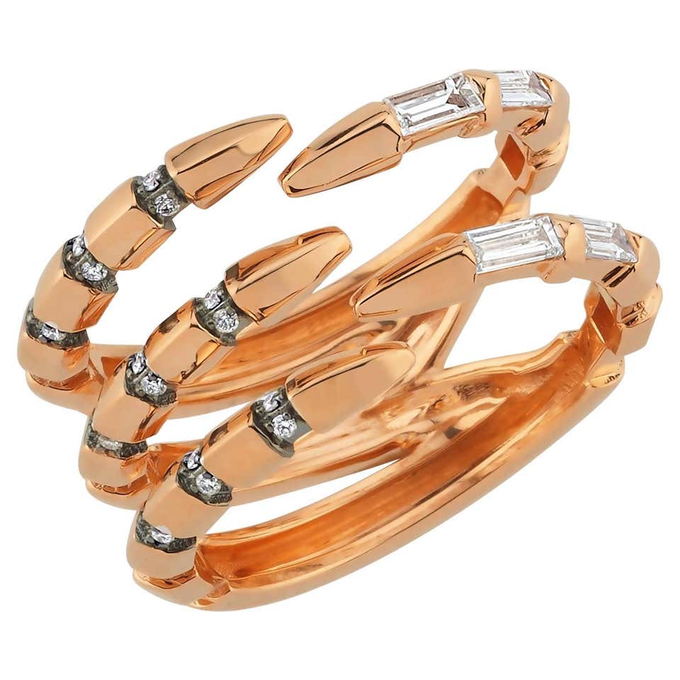 Dragon Claw Ring in 14k Rose Gold with Diamond-Baguette Diamond and ...