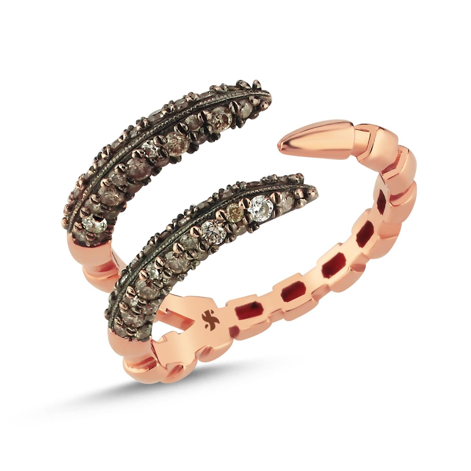 Dragon Lady Collection is inspired by the fire element which is one of the elements that represents our life energy. The main form of the collection is dragon; it is the symbol of strength, courage and prosperity.

Dragon Claw Ring in 14k Rose Gold