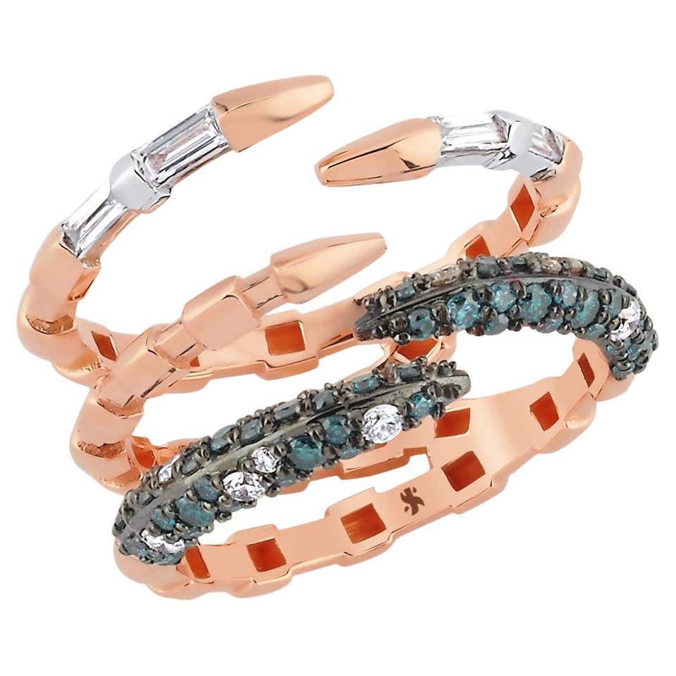 Dragon Claw Ring in 14k Rose Gold with Diamond-Baguette Diamond and ...