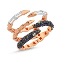 Dragon Claw Ring in 14k Rose Gold with Diamond, Baguette Diamond and Sapphire