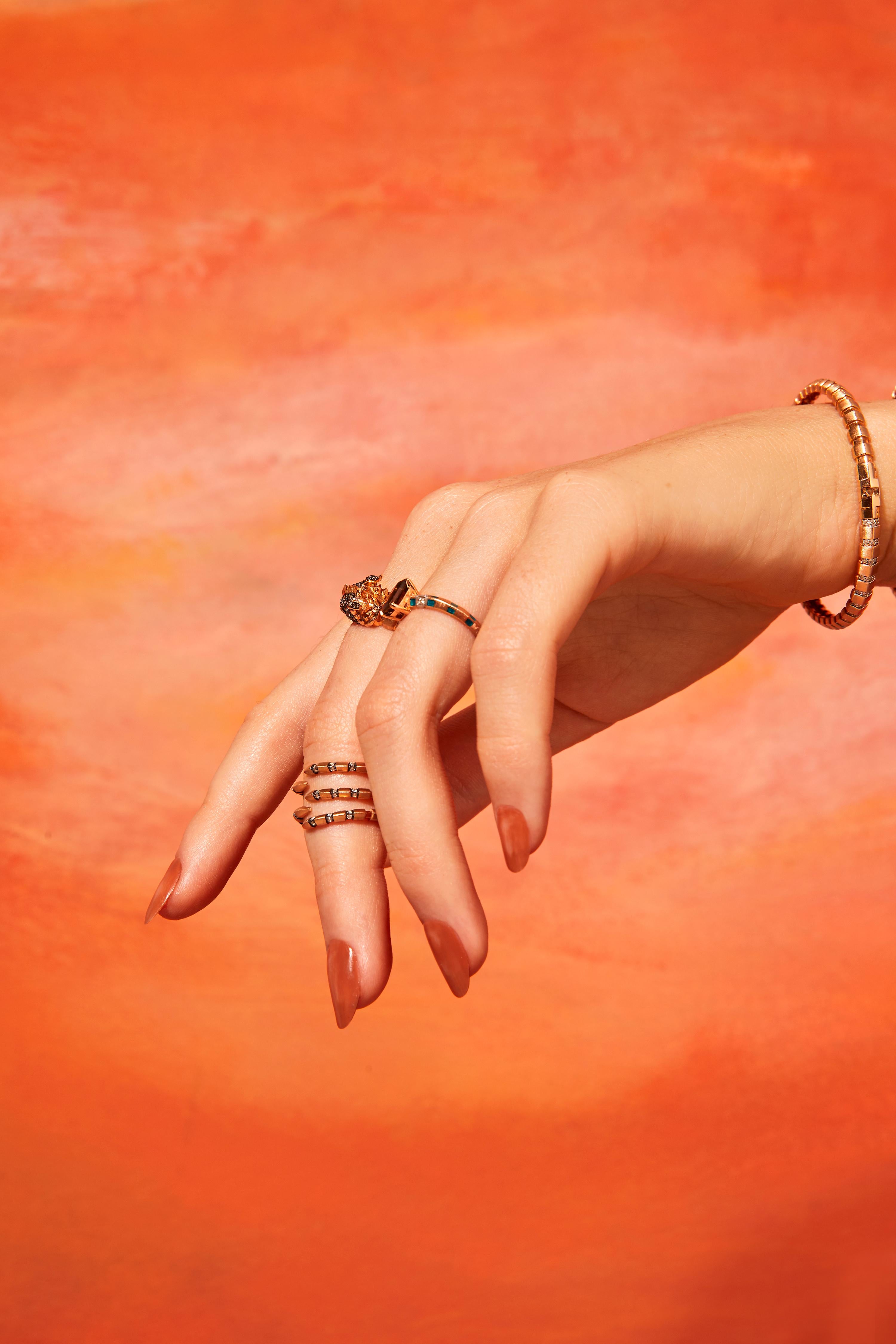 Dragon Claw Ring aus 14k Roségold mit Diamant (Moderne) im Angebot