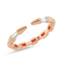 Dragon Claw Single Ring in 14k Rose Gold with Baguette Diamond