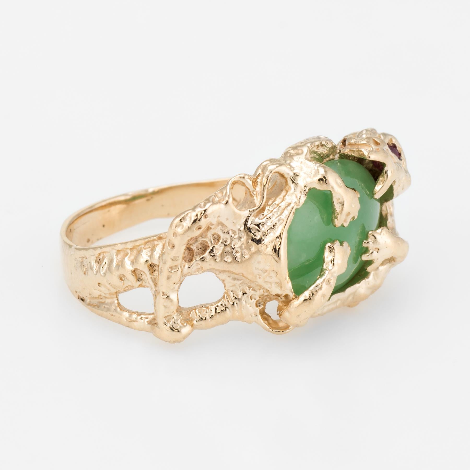 Oval Cut Dragon Cocktail Ring Jade