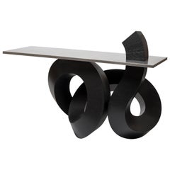 Dragon Console Table or Hallway Table Black Dyed Plywood and Aluminium