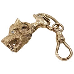 "Dragon-Dog" Charm or Pendant in 18 Karat Yellow Gold with Diamond Eyes