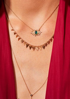 Dragon Eye Opal Necklace in 14k Yellow Gold with White Diamond