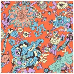 'Dragon Flowers' Black on White on Smooth Wallpaper