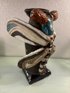 Dragon Fly Ceramic Vase, signed Johnson 1991