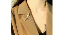 Dragon Fly Sapphire Diamond Broaches 14 Karat White and Rose Gold