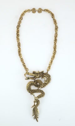 Dragon Gold Tone Statement Halskette