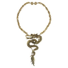 Dragon Gold Tone Statement Halskette