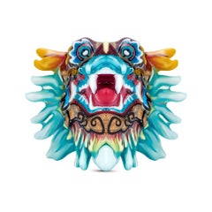 Dragon Head Loong Lapel Pin in Hand-Enameled Sterling Silver by Fils Unique