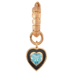 Dragon Heart Earring 'Single' with Blue Topaz & Black Enamel