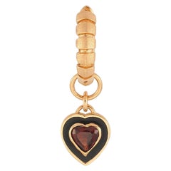 Dragon Heart Earring 'Single' with Garnet and Black Enamel