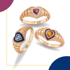 Dragon Heart Ring in 14k Rose Gold with Blue Topaz