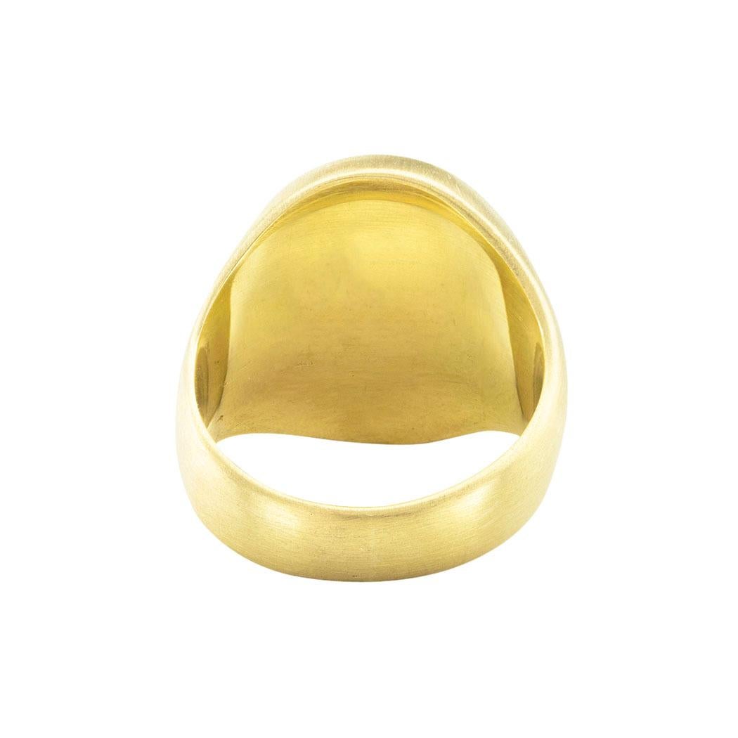 Women's or Men's Dragon Intaglio Crest Yellow Gold Signet Ring