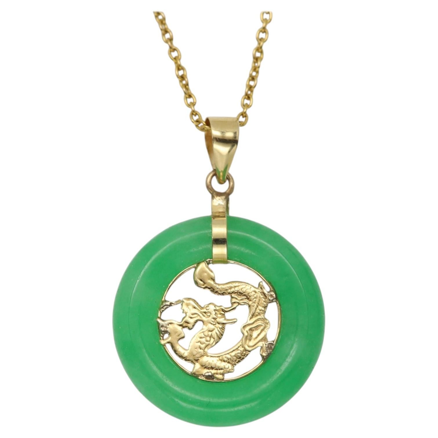 Ciondolo di giada Dagon Gioielli in oro giallo 14 carati Greene & Greene