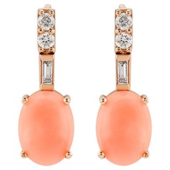Dragon Lady Coral 14k Rose Gold Stud Earrings with Diamonds by Selda Jewellery